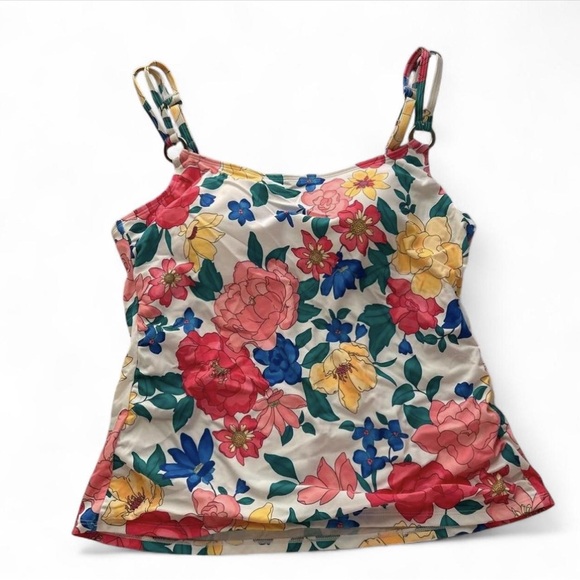 Liz Claiborne Tops - Liz Claiborne Floral Spaghetti Strap Tank - White Multi